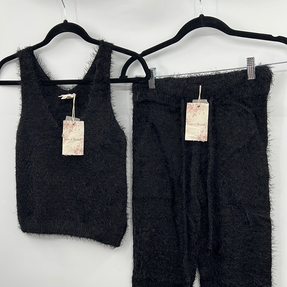 🆕Hem & Thread Teddy Tank/Jogger Set Black Super Soft Loungers S, M & L New - Picture 3 of 10